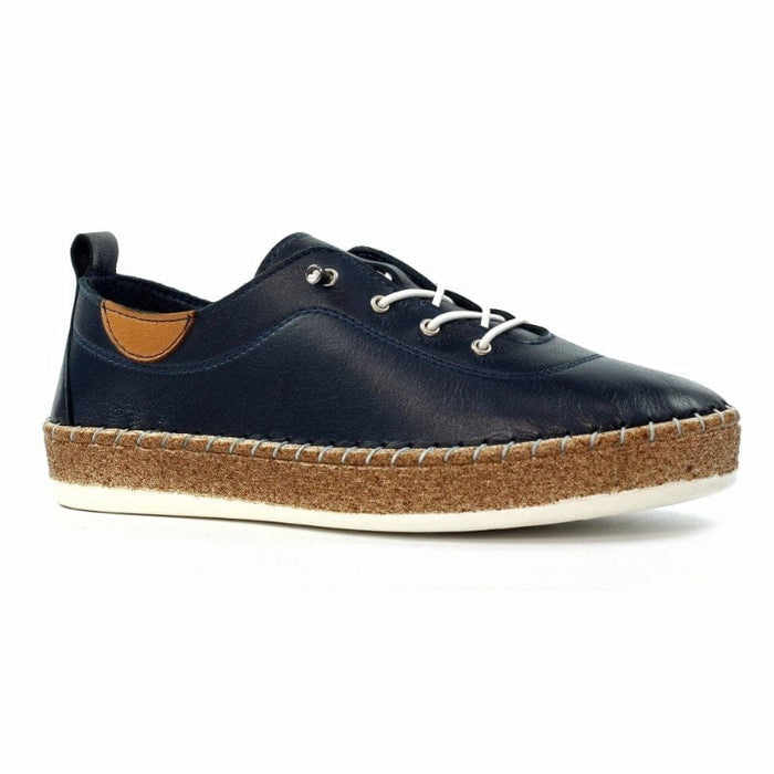Lunar Womens NAVY / 3UK Lunar Womens Navy Slip On Evie Leather Plimsoll - FLE050