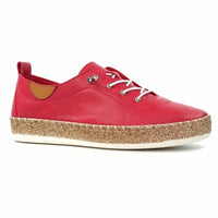 Lunar Womens RED / 4UK Lunar Womens Rasberry Slip On Evie Leather Plimsoll - FLE050