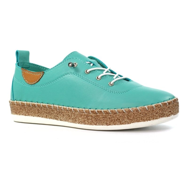 Lunar Womens TURQUOISE / 4UK Lunar Womens Turquoise Slip On Evie Leather Plimsoll - FLE050