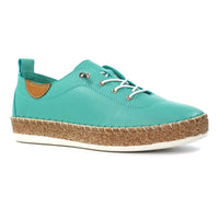 Lunar Womens TURQUOISE / 4UK Lunar Womens Turquoise Slip On Evie Leather Plimsoll - FLE050