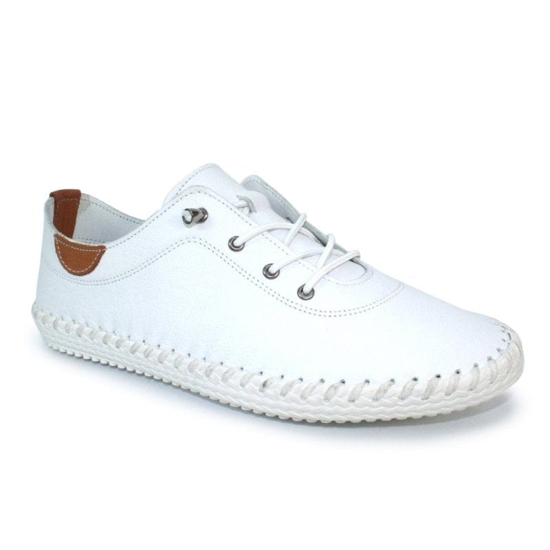 Lunar Womens WHITE / 3UK Lunar Womens White St Ives Leather Plimsolls - FLE030