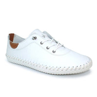 Lunar Womens WHITE / 3UK Lunar Womens White St Ives Leather Plimsolls - FLE030