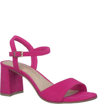 Marco Tozzi Womens 4UK / PINK Marco Tozzi Womens Pink Suede Block Heel Sandal - 2-28333-42
