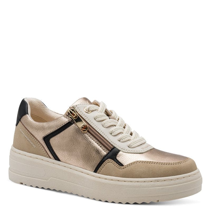 Marco Tozzi Womens BEIGE / 4UK Marco Tozzi Womens Beige Side Zip Fashion Trainer 2-23774-45