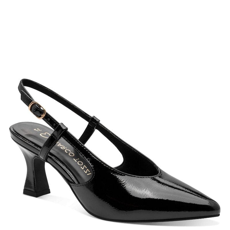 Marco Tozzi Womens BLACK / 3UK Marco Tozzi Womens Patent Black Slingback Shoe 2-29609-47