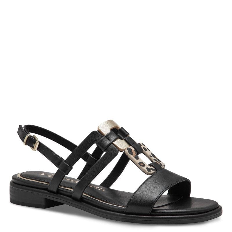 Marco Tozzi Womens BLACK / 4UK Marco Tozzi Womens Black Buckle Slip On Sandal 2-28106-44