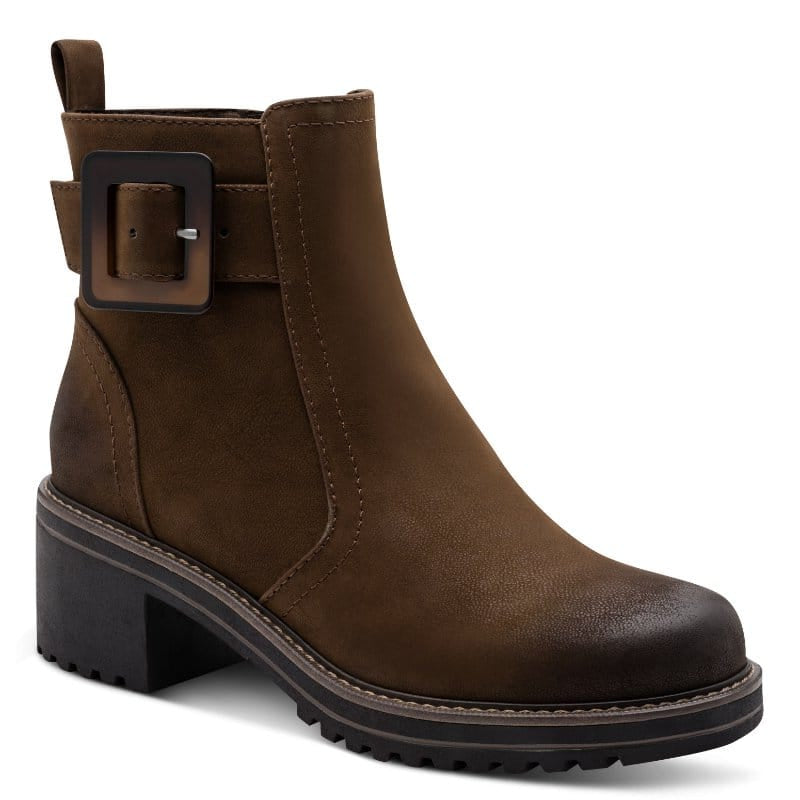 Marco Tozzi Womens BROWN / 4UK Marco Tozzi Womens Brown Side Zip Block Heel Ankle Boot 2-25428-45