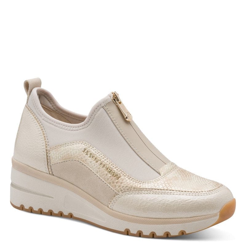 Marco Tozzi Womens CREAM / 3UK Marco Tozzi Womens Cream Front Zip Wedge Fashion Trainer 2-24780-45