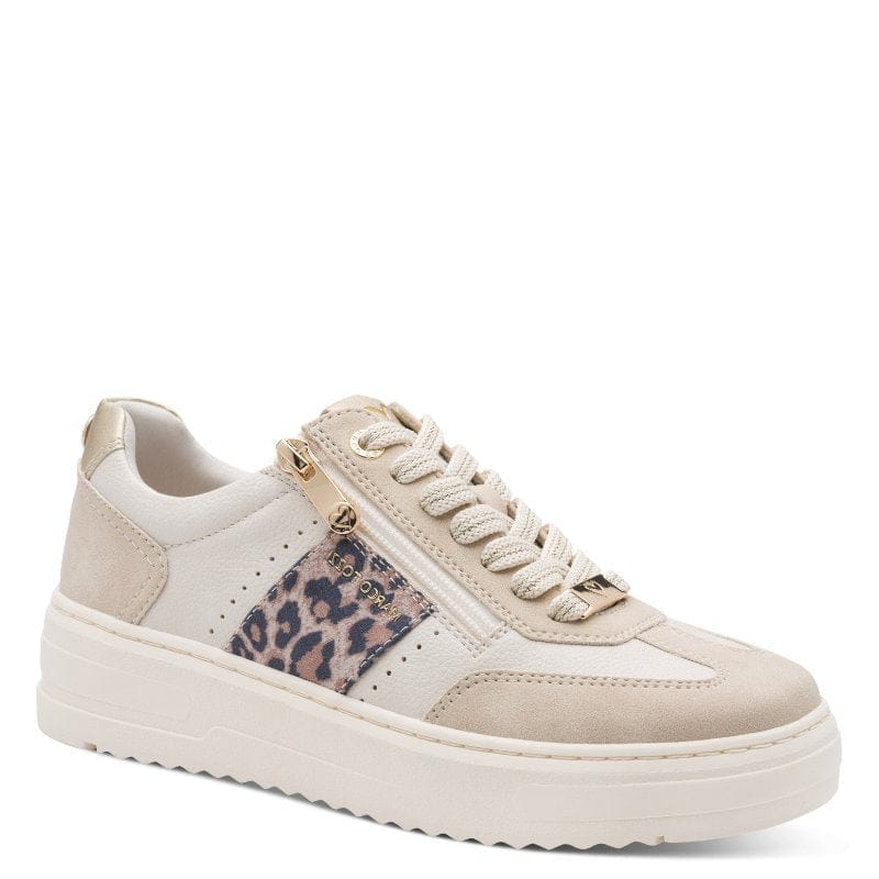 Marco Tozzi Womens CREAM / 4UK Marco Tozzi Womens Cream Side Zip Fashion Trainer 2-23766-46