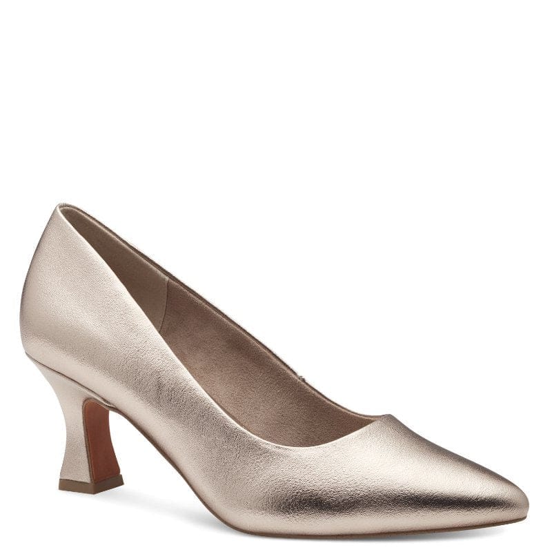 Marco Tozzi Womens GOLD / 3UK Marco Tozzi Womens Gold Slip On Low Heel Court Shoes 2-22420-42