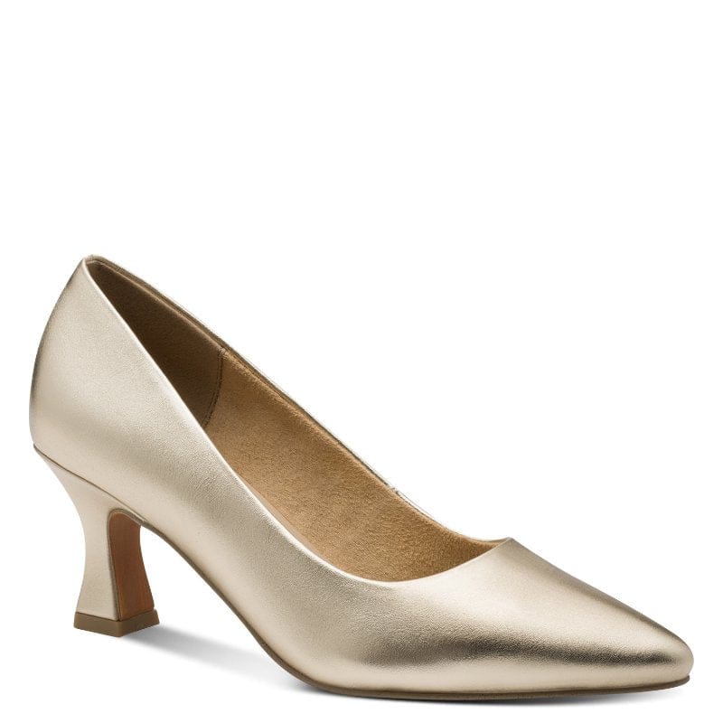 Marco Tozzi Womens GOLD / 4UK Marco Tozzi Womens Gold Metallic Slip On Stiletto Heel Shoe 2-22420-42