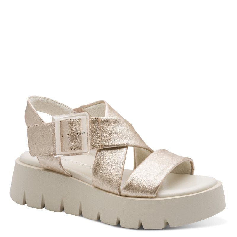Marco Tozzi Womens GOLD / 4UK Marco Tozzi Womens Gold Wedge Slip On Sandal 2-28525-46