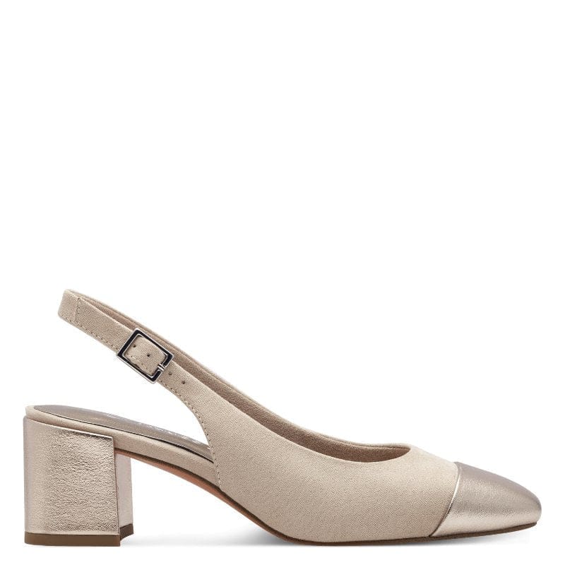 Marco Tozzi Womens Marco Tozzi Womens Beige Block Heel Slingback Shoe 2-29610-42