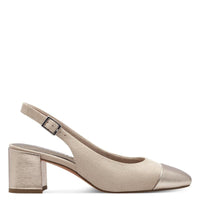 Marco Tozzi Womens Marco Tozzi Womens Beige Block Heel Slingback Shoe 2-29610-42