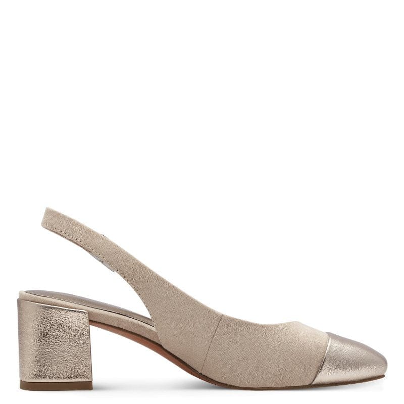 Marco Tozzi Womens Marco Tozzi Womens Beige Block Heel Slingback Shoe 2-29610-42