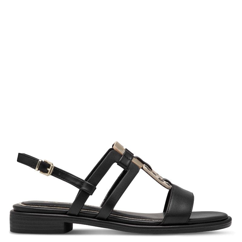 Marco Tozzi Womens Marco Tozzi Womens Black Buckle Slip On Sandal 2-28106-44