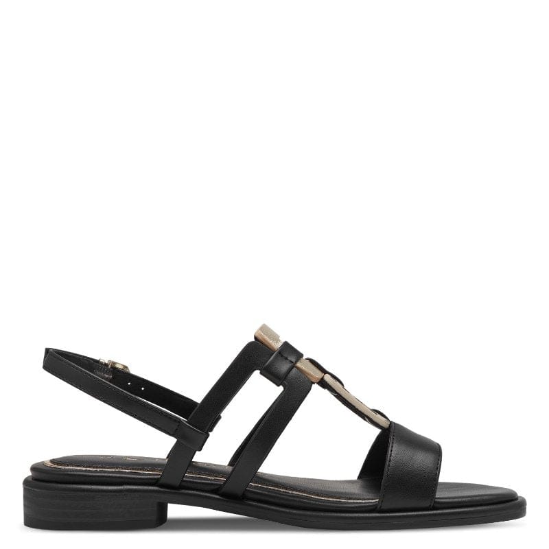 Marco Tozzi Womens Marco Tozzi Womens Black Buckle Slip On Sandal 2-28106-44