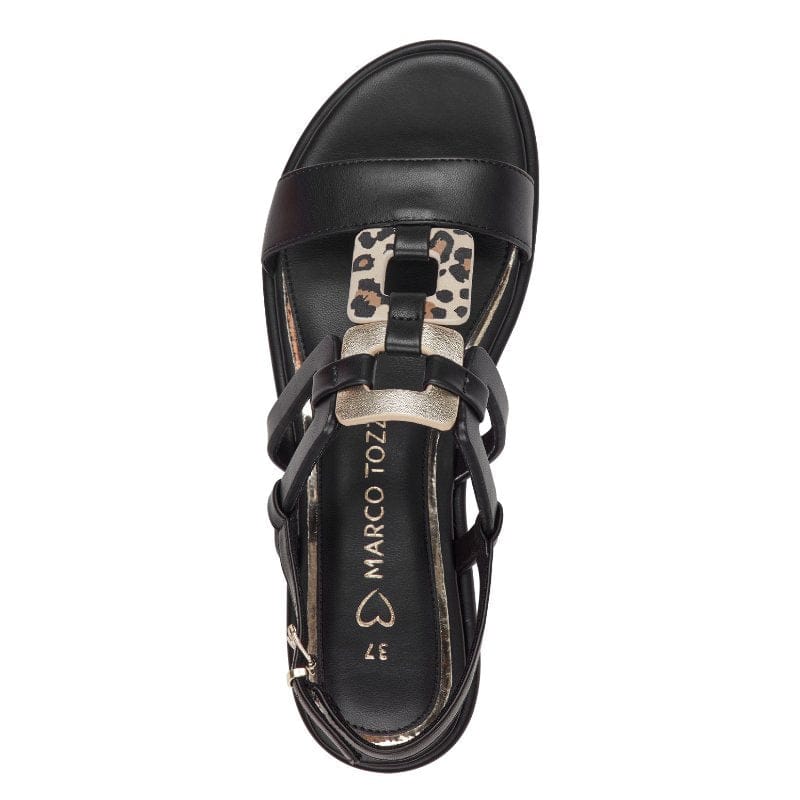 Marco Tozzi Womens Marco Tozzi Womens Black Buckle Slip On Sandal 2-28106-44