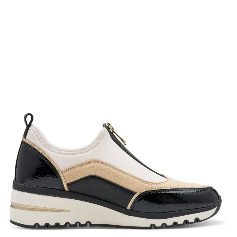Marco Tozzi Womens Marco Tozzi Womens Black Front Zip Wedge Fashion Trainer 2-24780-45