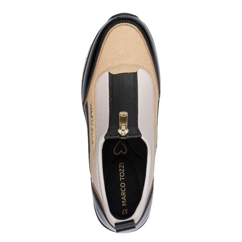 Marco Tozzi Womens Marco Tozzi Womens Black Front Zip Wedge Fashion Trainer 2-24780-45