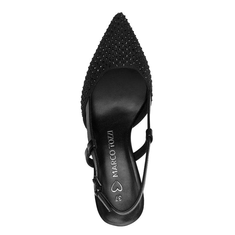 Marco Tozzi Womens Marco Tozzi Womens Black Pointed Slingback Shoe 2-29667-46