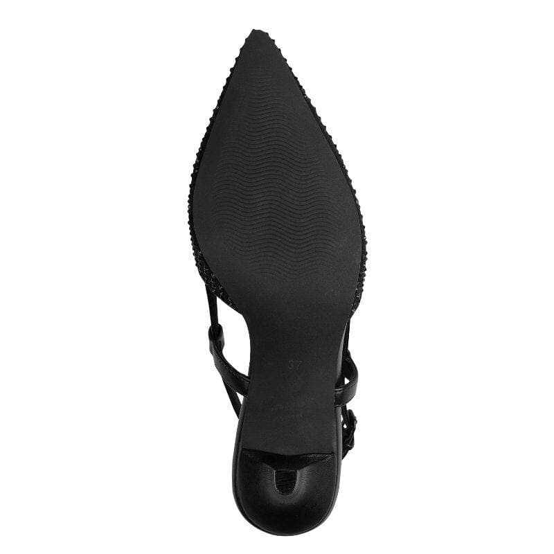 Marco Tozzi Womens Marco Tozzi Womens Black Pointed Slingback Shoe 2-29667-46