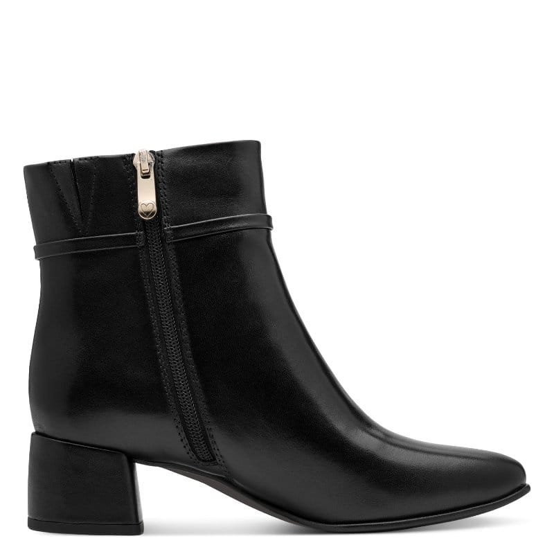 Marco Tozzi Womens Marco Tozzi Womens Black Side Zip Block Heel Ankle Boot 2-25378-47