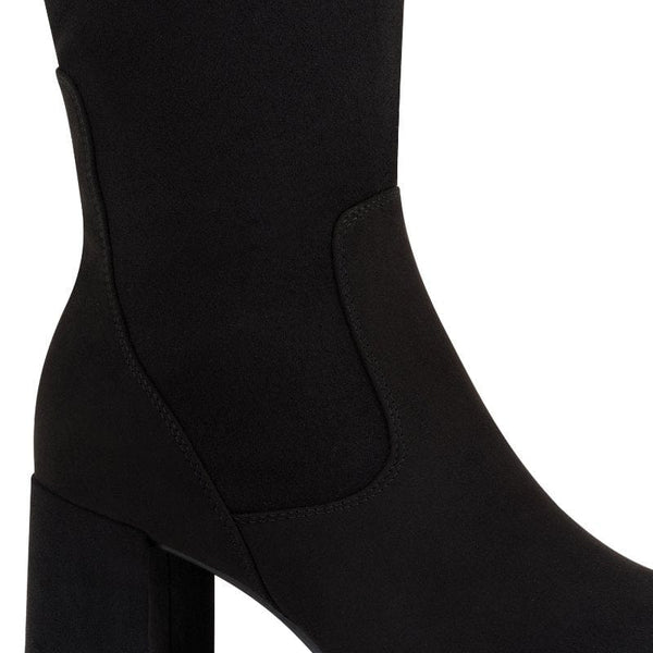 Marco Tozzi Womens Marco Tozzi Womens Black Side Zip Block Heel High Knee Boot 2-25500-41