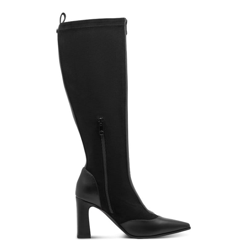 Marco Tozzi Womens Marco Tozzi Womens Black Side Zip Block Heel High Knee Boot 2-25503-47