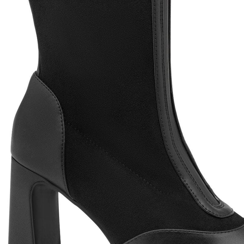 Marco Tozzi Womens Marco Tozzi Womens Black Side Zip Block Heel High Knee Boot 2-25503-47