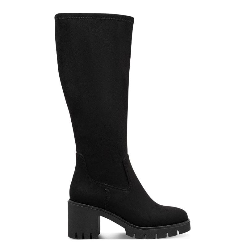 Marco Tozzi Womens Marco Tozzi Womens Black Side Zip Block Heel High Knee Boot 2-25608-47