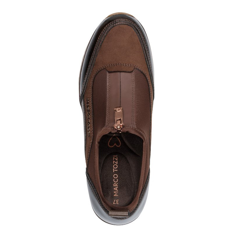 Marco Tozzi Womens Marco Tozzi Womens Brown Front Zip Wedge Fashion Trainer 2-24780-45