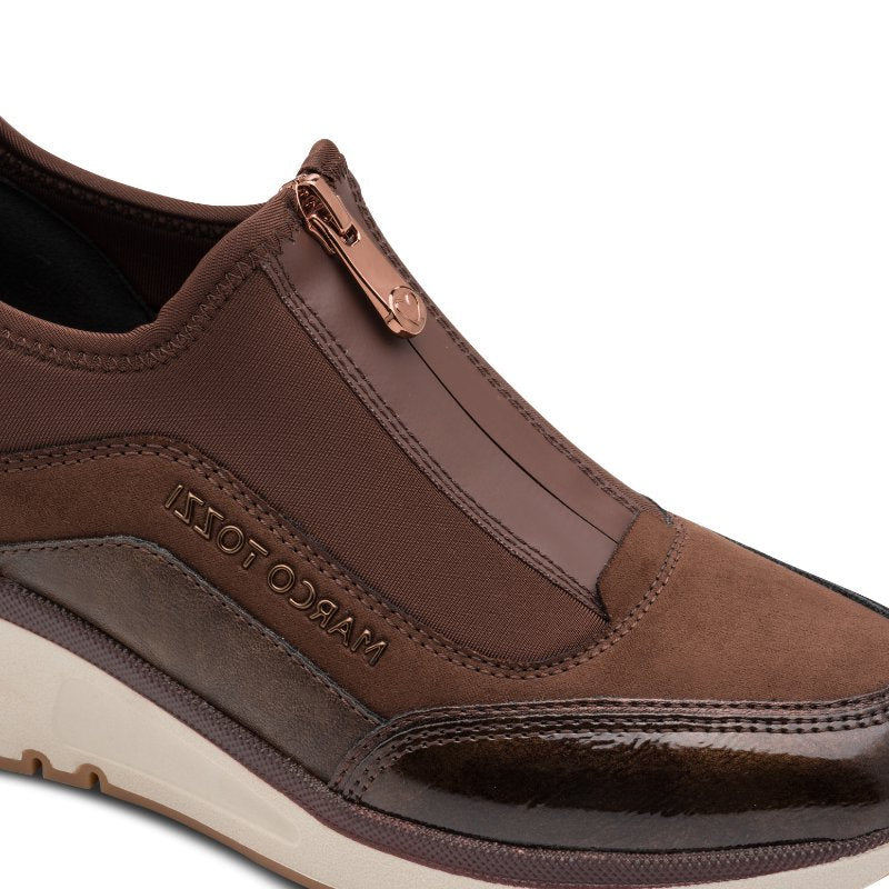 Marco Tozzi Womens Marco Tozzi Womens Brown Front Zip Wedge Fashion Trainer 2-24780-45