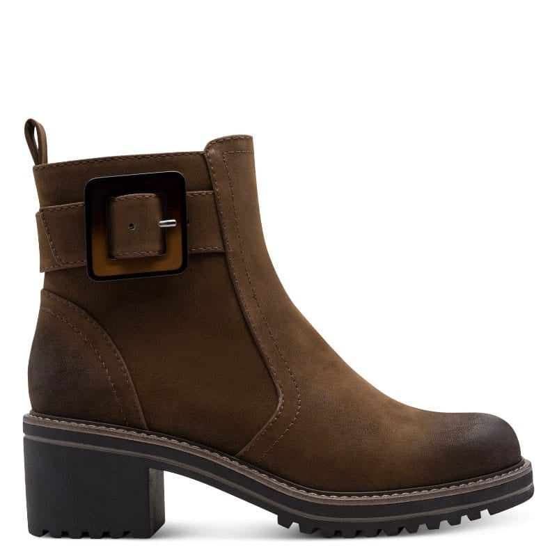 Marco Tozzi Womens Marco Tozzi Womens Brown Side Zip Block Heel Ankle Boot 2-25428-45
