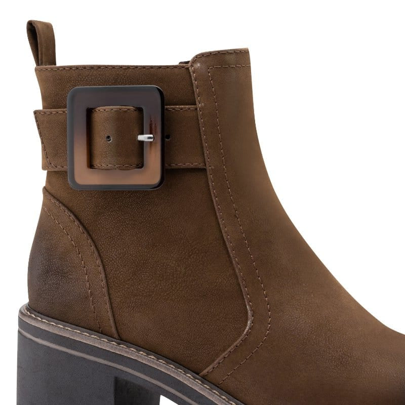 Marco Tozzi Womens Marco Tozzi Womens Brown Side Zip Block Heel Ankle Boot 2-25428-45