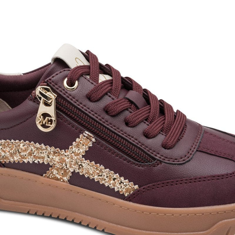 Marco Tozzi Womens Marco Tozzi Womens Burgundy Side Zip Fashion Trainer 2-83706-46