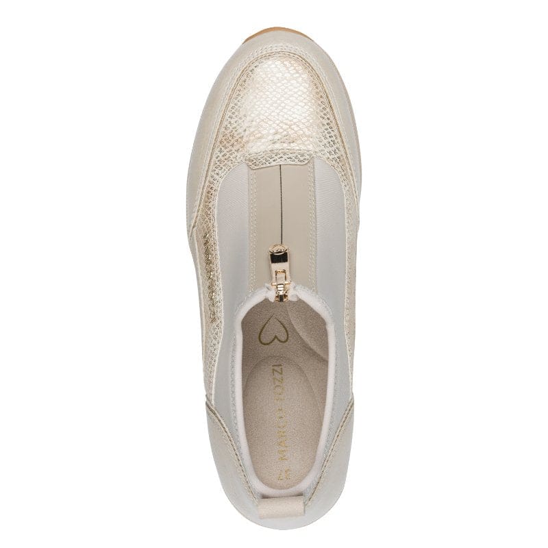 Marco Tozzi Womens Marco Tozzi Womens Cream Front Zip Wedge Fashion Trainer 2-24780-45