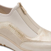 Marco Tozzi Womens Marco Tozzi Womens Cream Front Zip Wedge Fashion Trainer 2-24780-45