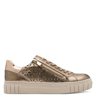 Marco Tozzi Womens Marco Tozzi Womens Gold Lace Up Fashion Trainer 2-23701-42