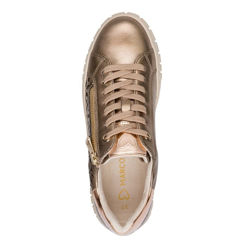 Marco Tozzi Womens Marco Tozzi Womens Gold Lace Up Fashion Trainer 2-23701-42