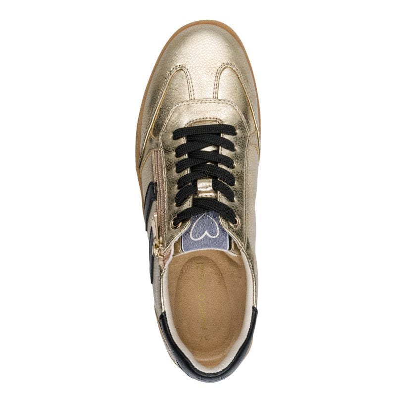 Marco Tozzi Womens Marco Tozzi Womens Gold Lace Up Fashion Trainer 2-23739-44
