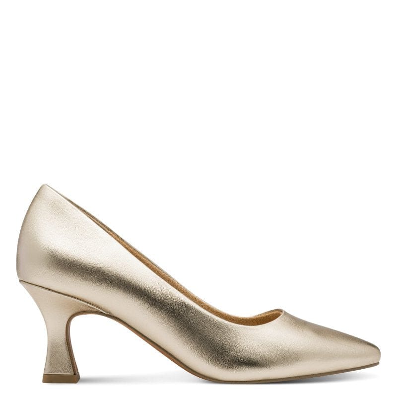 Marco Tozzi Womens Marco Tozzi Womens Gold Metallic Slip On Stiletto Heel Shoe 2-22420-42