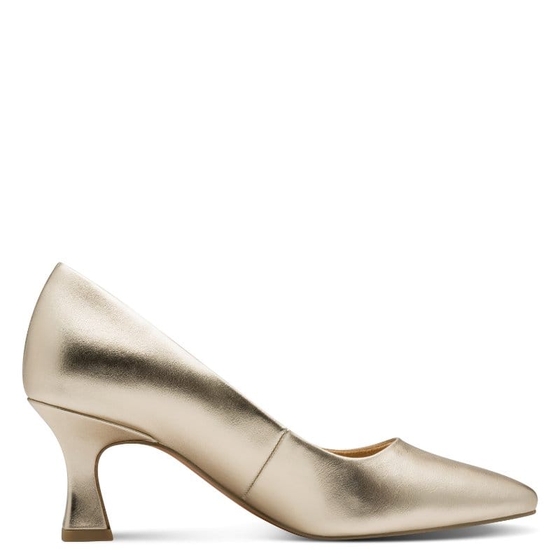 Marco Tozzi Womens Marco Tozzi Womens Gold Metallic Slip On Stiletto Heel Shoe 2-22420-42