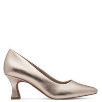 Marco Tozzi Womens Marco Tozzi Womens Gold Slip On Low Heel Court Shoes 2-22420-42