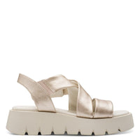 Marco Tozzi Womens Marco Tozzi Womens Gold Wedge Slip On Sandal 2-28525-46