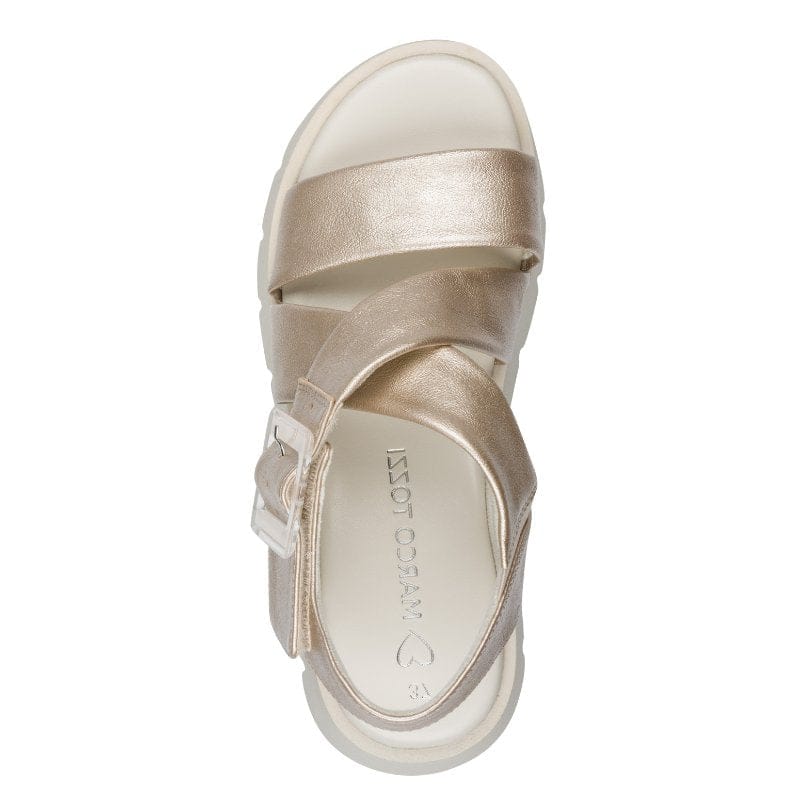 Marco Tozzi Womens Marco Tozzi Womens Gold Wedge Slip On Sandal 2-28525-46