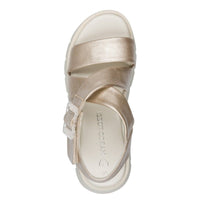 Marco Tozzi Womens Marco Tozzi Womens Gold Wedge Slip On Sandal 2-28525-46