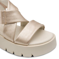 Marco Tozzi Womens Marco Tozzi Womens Gold Wedge Slip On Sandal 2-28525-46