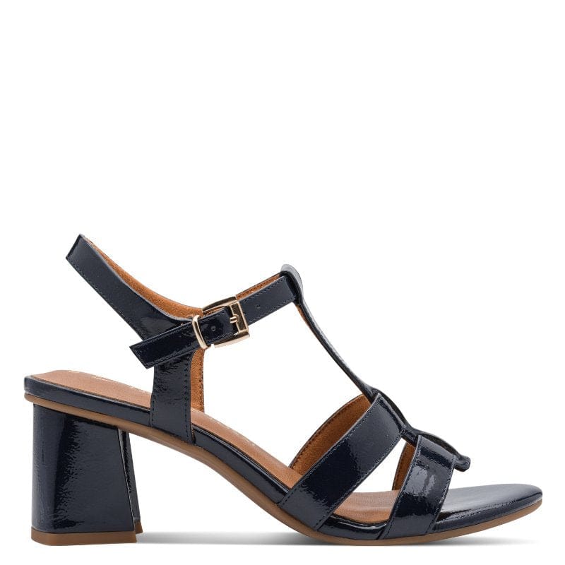 Marco Tozzi Womens Marco Tozzi Womens Navy High Heels Slip On Sandal 2-28333-46