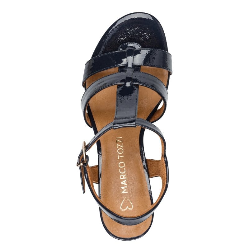 Marco Tozzi Womens Marco Tozzi Womens Navy High Heels Slip On Sandal 2-28333-46